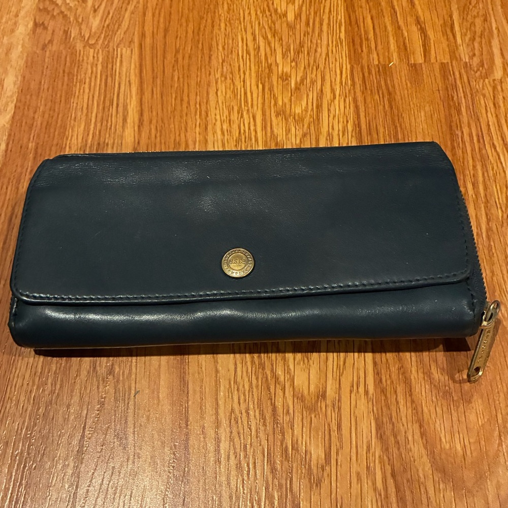 Herschel Supply Company Navy Leather Wallet with Gold Button